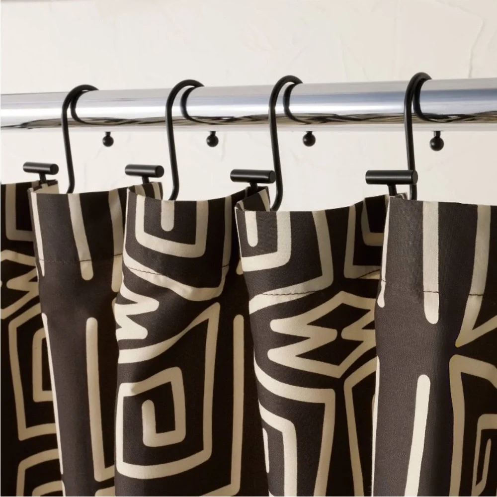 JUNGALOW X OPALHOUSE NWT 13pc shower curtain with hooks -black/white -NO HOOKS